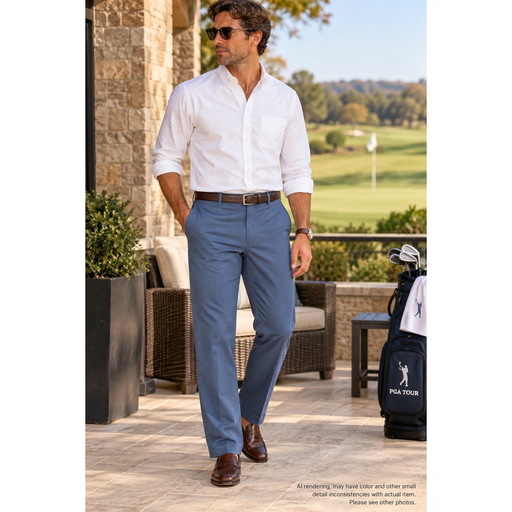 PGA Tour 38x32 Blue Flat Front Golf Pants Preppy Quiet Luxury Classic Golf Style